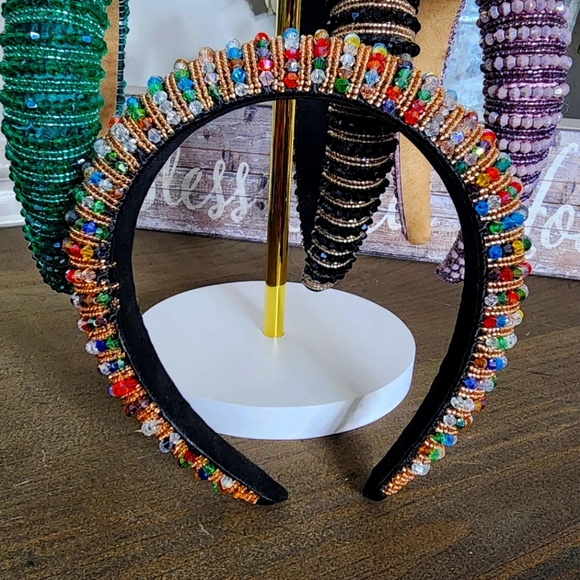 Elegant Beaded Headbands - Green, Multicolor, Purple, Black & Gold - Picture 4 of 6